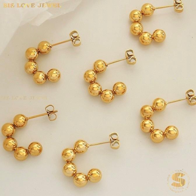 Minimalist C Shapel Halo Studs S024