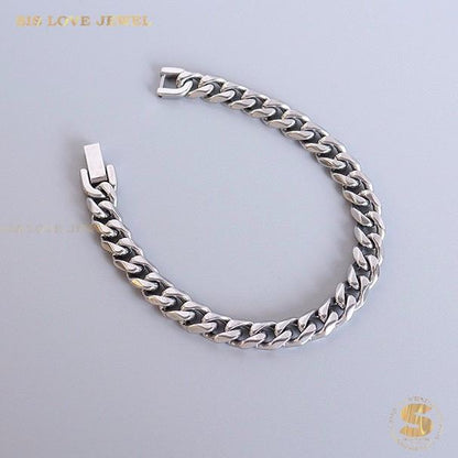 Silver Cuban Link Bracelet B046 Silver