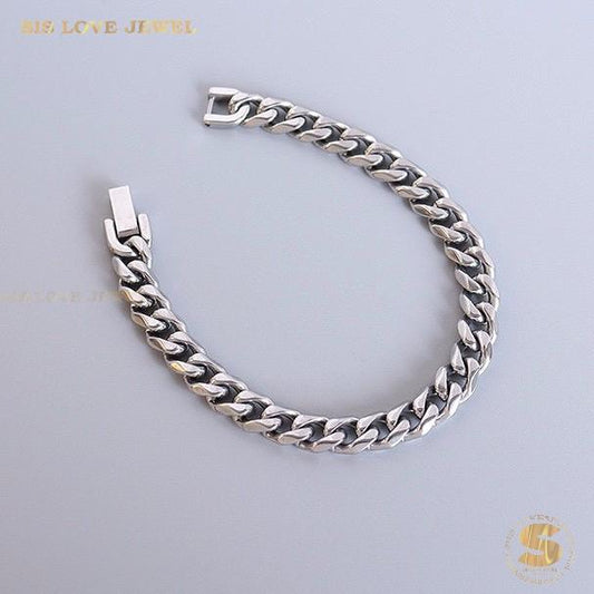 Silver Cuban Link Bracelet B046 Silver