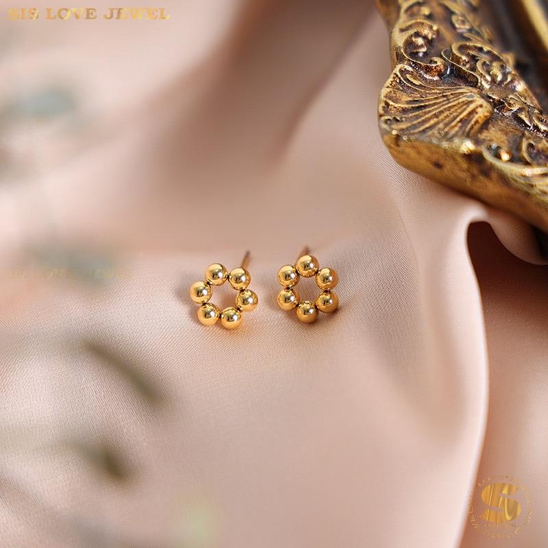Dainty Beaded Flower Studs S007
