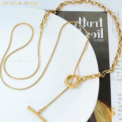 OT Lock Long Chain Necklace N098
