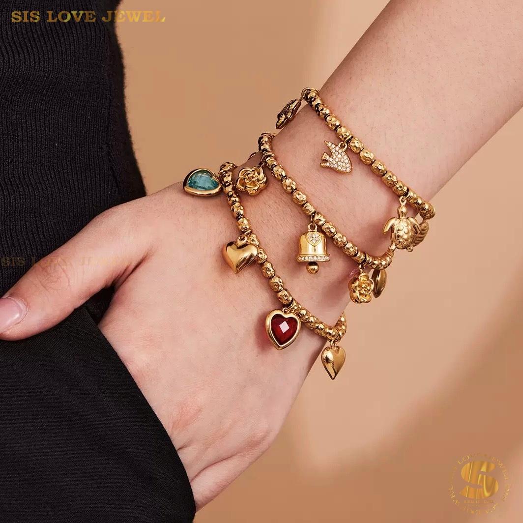 Colorful Hearts Charm Bracelet B240