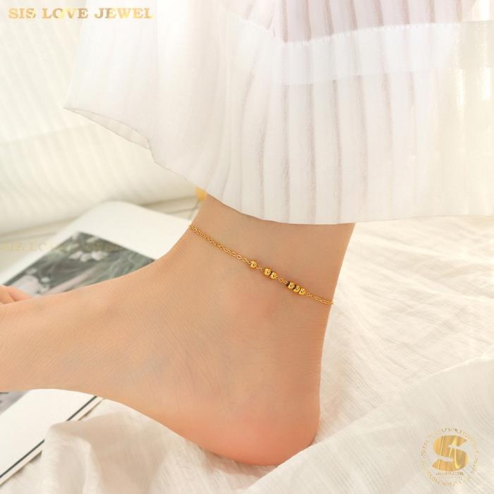 Six Ball Charm Gold Plated Anklet A014