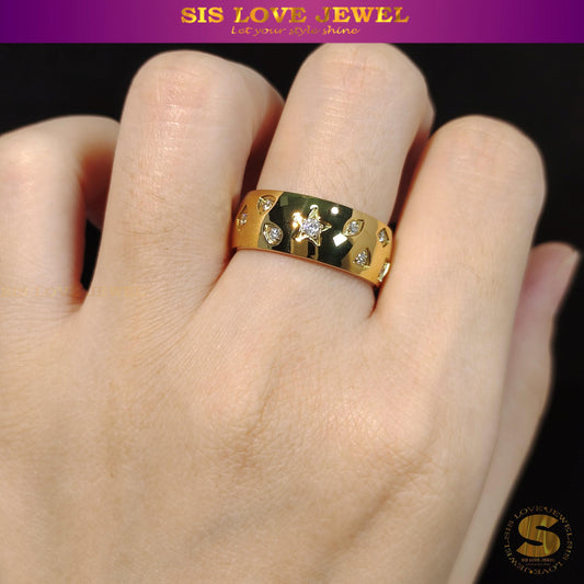 Star Zirconia Ring R096 Gold