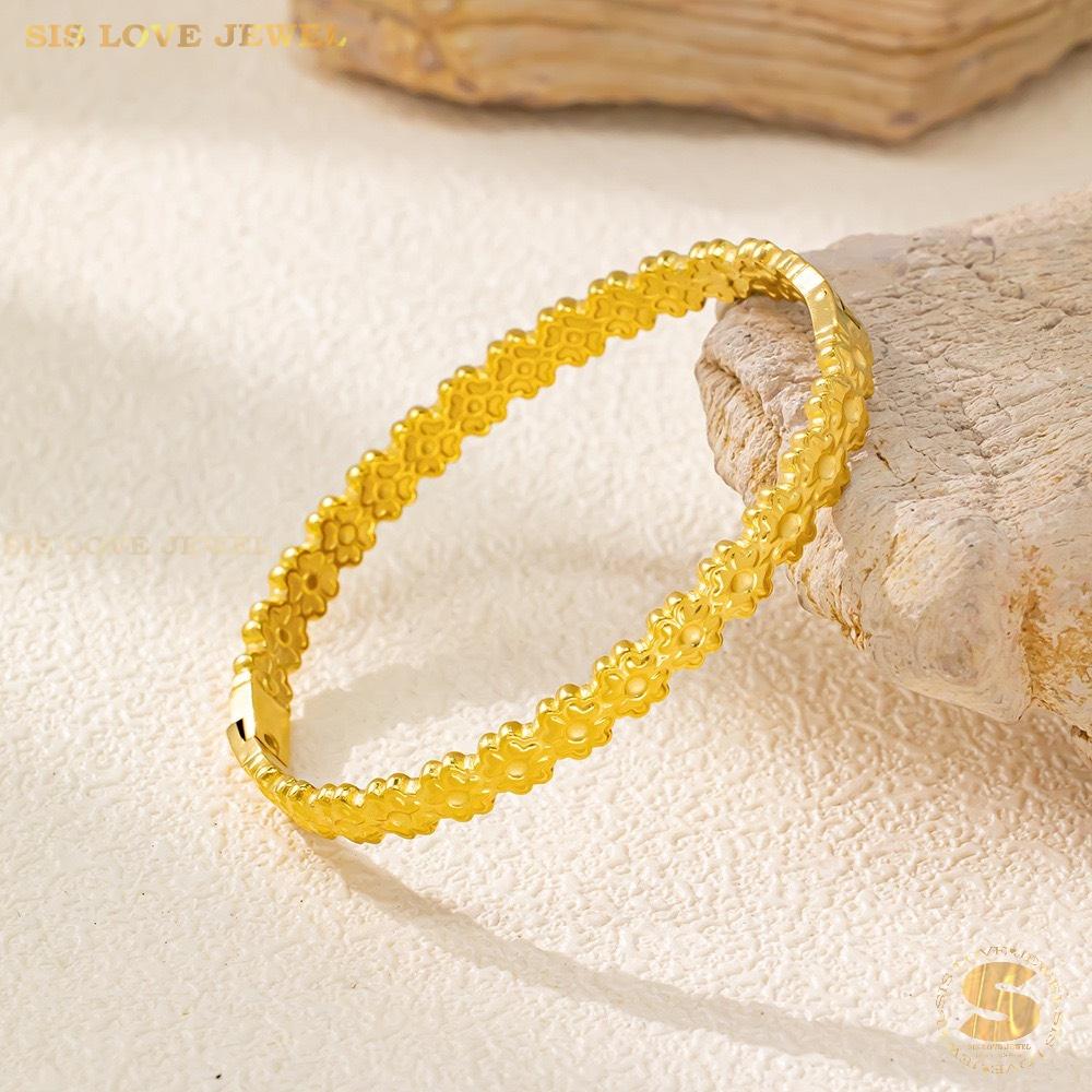 Sweet 18K Gold Flower Bangle H179