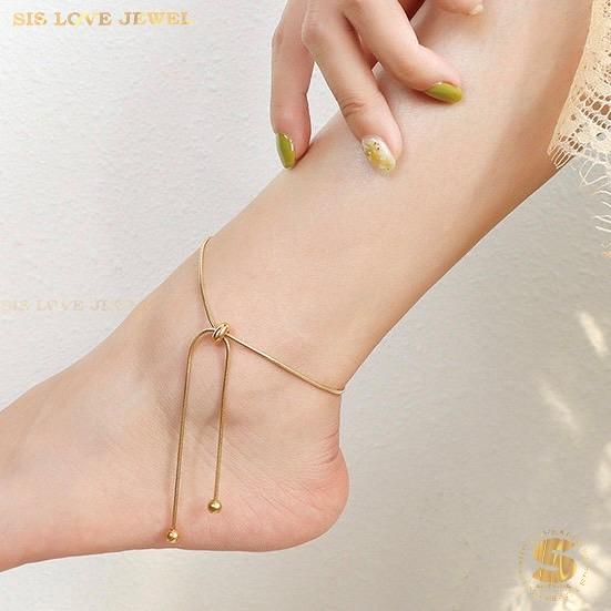 Adjustable Slider Gold Plated Anklet A036