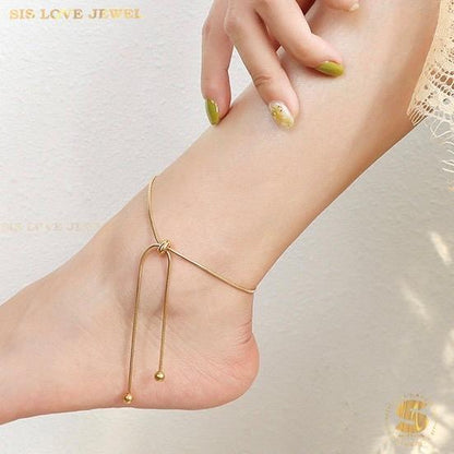 Adjustable Slider Gold Plated Anklet A036
