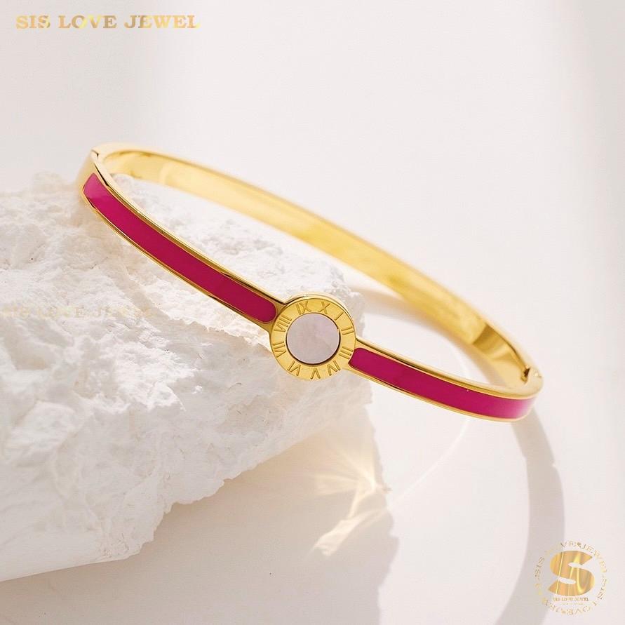 Simple Roman Oval Bangle H089 Rose Red