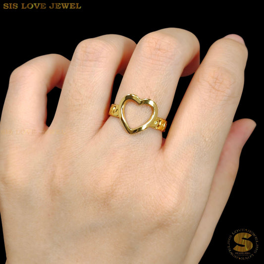 Sweet 18K Gold Hollow Love Ring R141