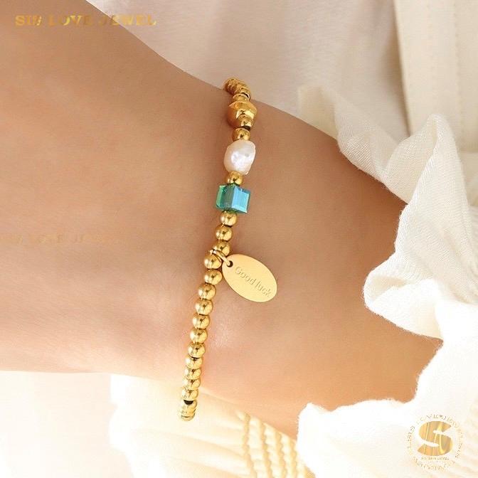 Boba Bead Pearl Crystal Bracelet B067
