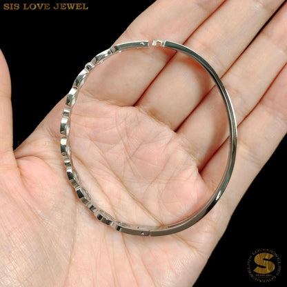 Silver Color Infinity Oval Bangle H011