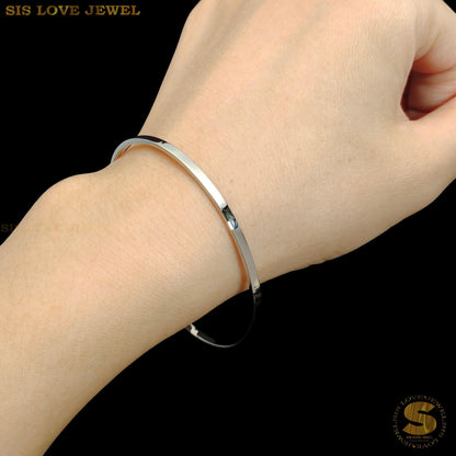 Classic Plain Round Bangle H005 Silver