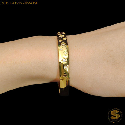 Elegant Zirconia Oval Bangle H155