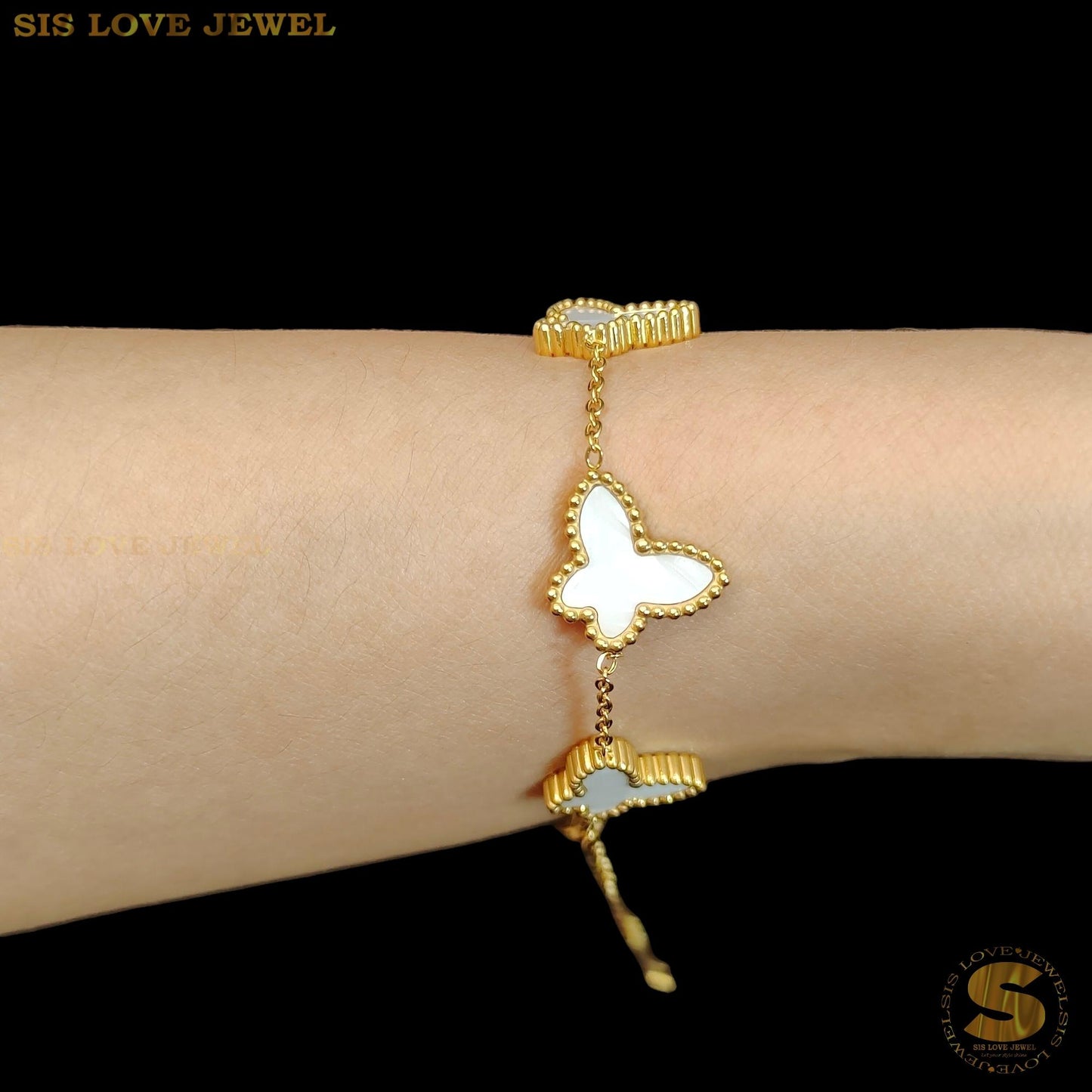 Double Sides White Shell Butterfly Bracelet B159