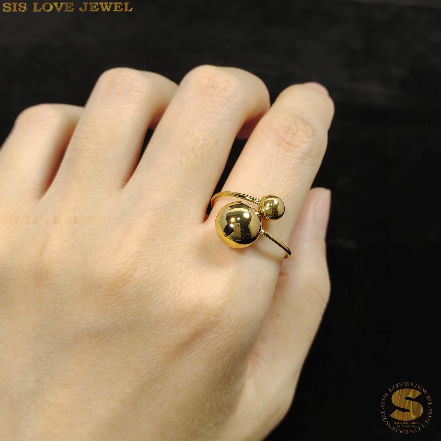 Golden Orb Duo Band Ring R049