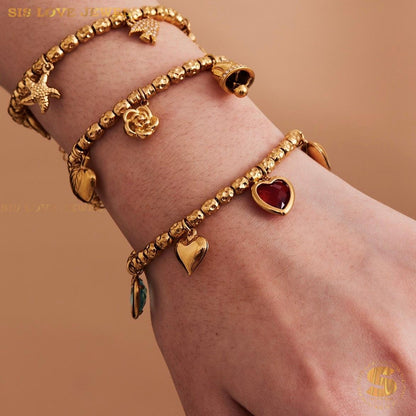 Colorful Hearts Charm Bracelet B240