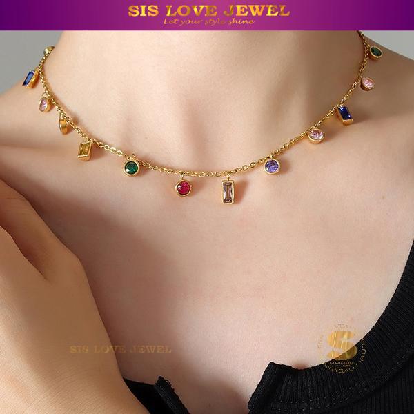 Zirconia Gold Plated Necklace - Dainty & Sparkling N019