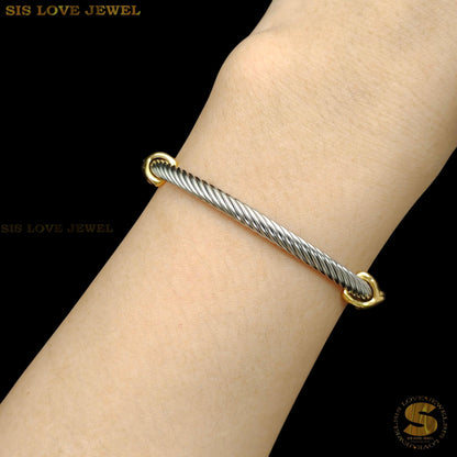 Silver Color + Gold Plated Adjustable Bangle H161