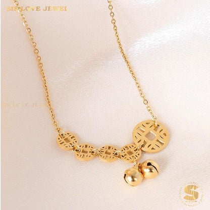 Money Coin & 2 Bells Anklet A038