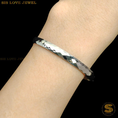 Silver Color Simple Oval Bangle H093