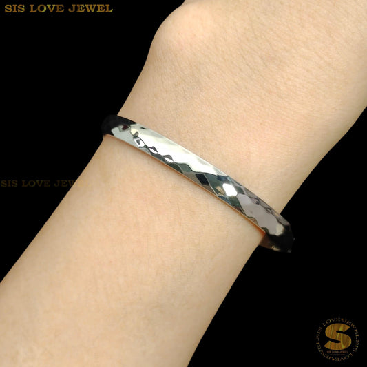 Silver Color Simple Oval Bangle H093