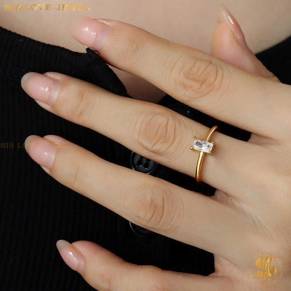 Square Cubic Zirconia Ring R101