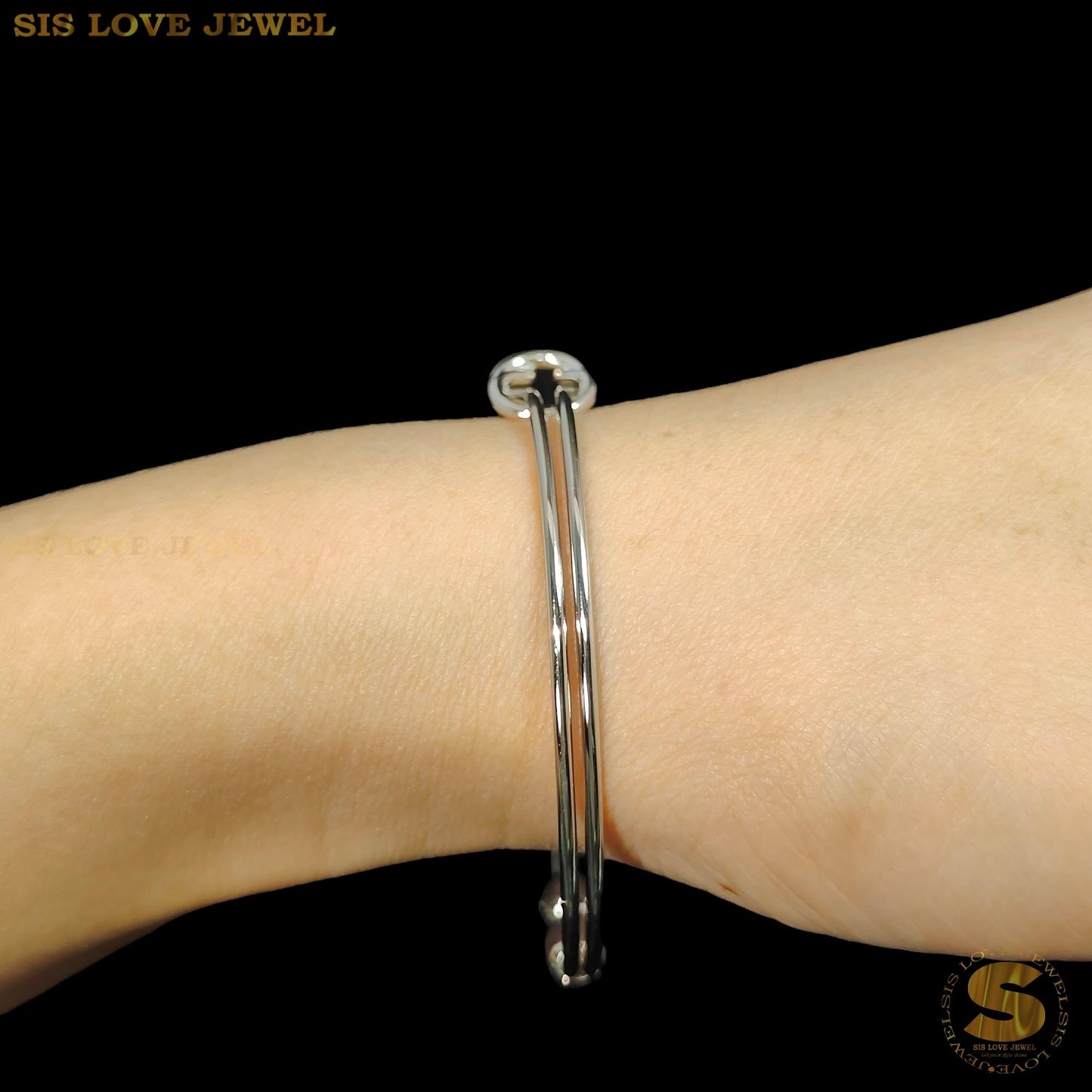 Knot 2-Layer Adjustable Silver Bangle H114 Silver