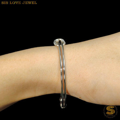 Knot 2-Layer Adjustable Silver Bangle H114 Silver
