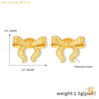 Dainty Ribbon Bow Studs S036