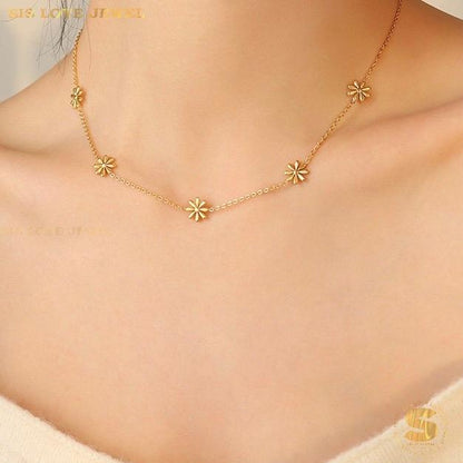 5 Flowers Necklace N099