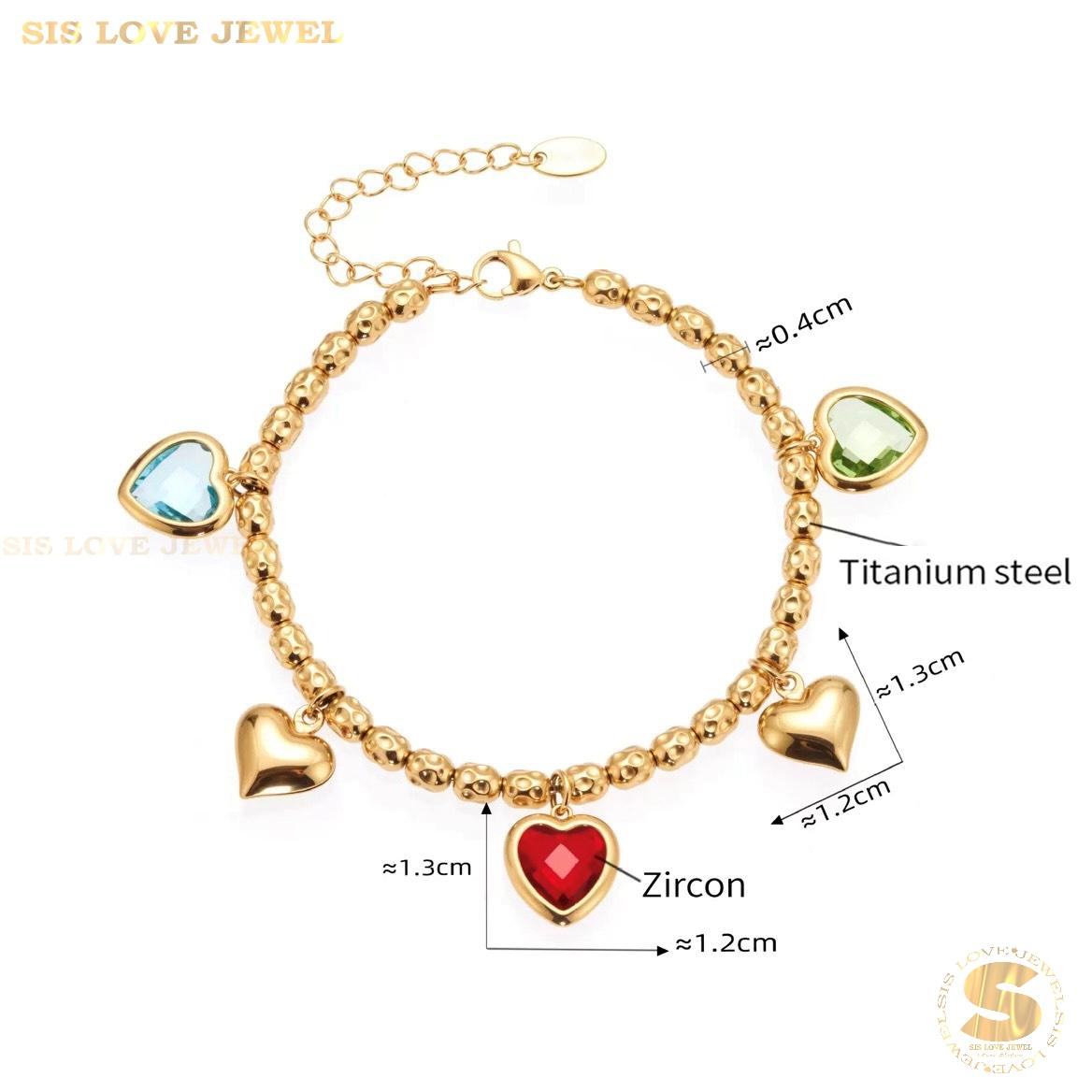 Colorful Hearts Charm Bracelet B240
