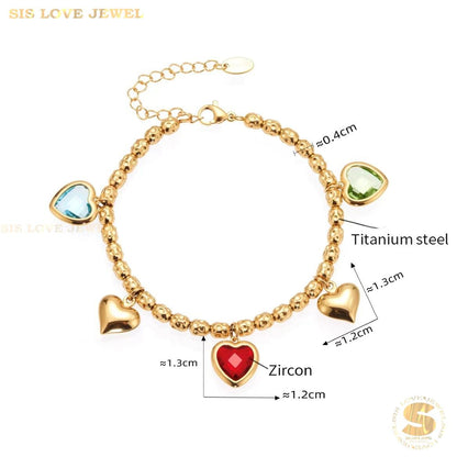 Colorful Hearts Charm Bracelet B240