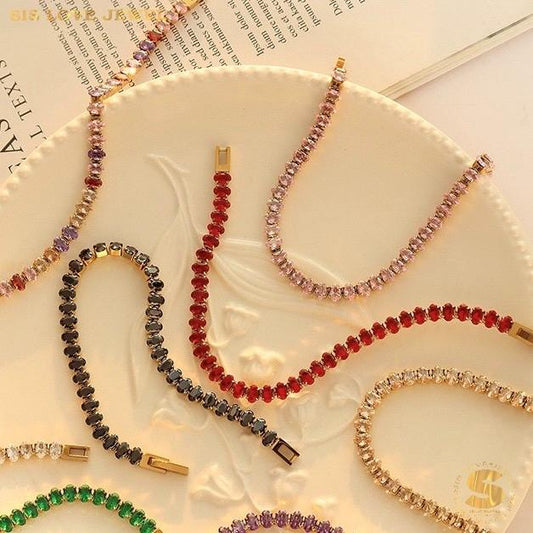 White Zirconia Gold Plated Bracelet B044 White