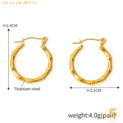 Bamboo Hoop Earrings S035