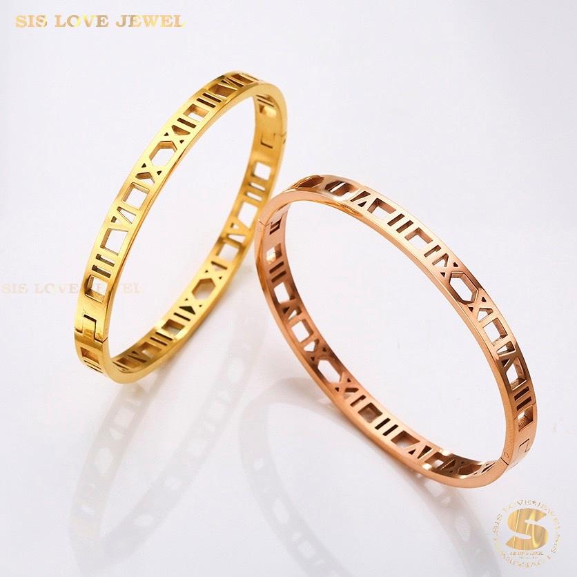 Roman Number Bangle H037 Rose Gold
