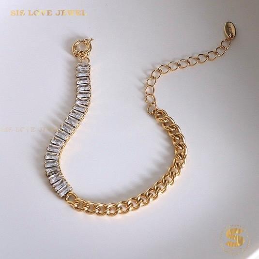 Half Row Zirconia Chain Bracelet B040