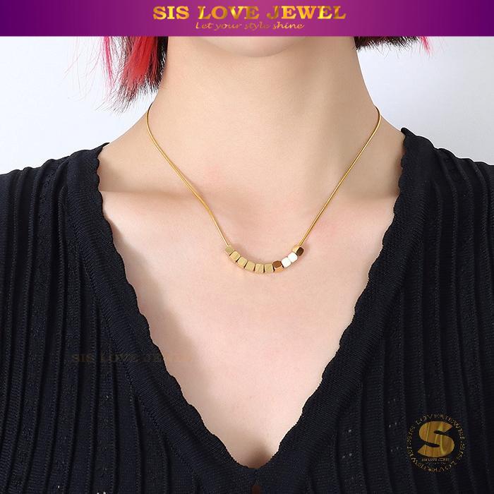 Geometric Cube Pendant Necklace N058