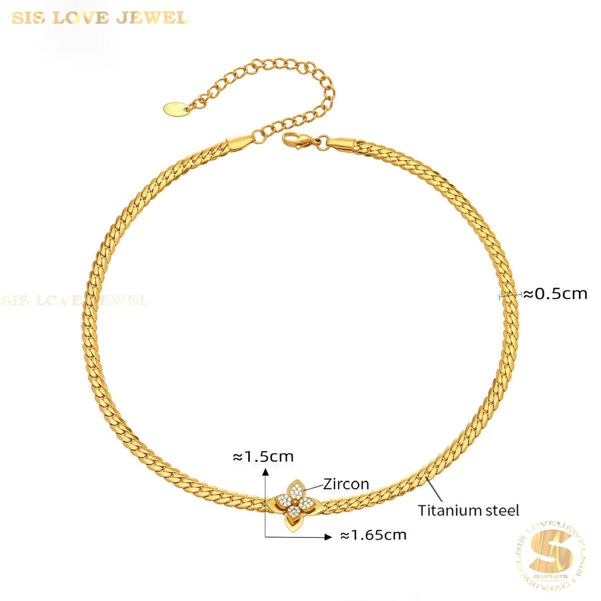 Delicate Clover Cuban Bracelet and Necklace N162 B263