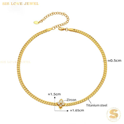 Delicate Clover Cuban Bracelet and Necklace N162 B263