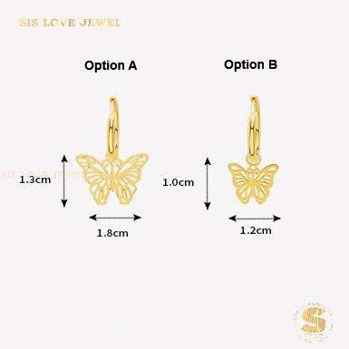Butterfly Dangle Hoop Earrings S044