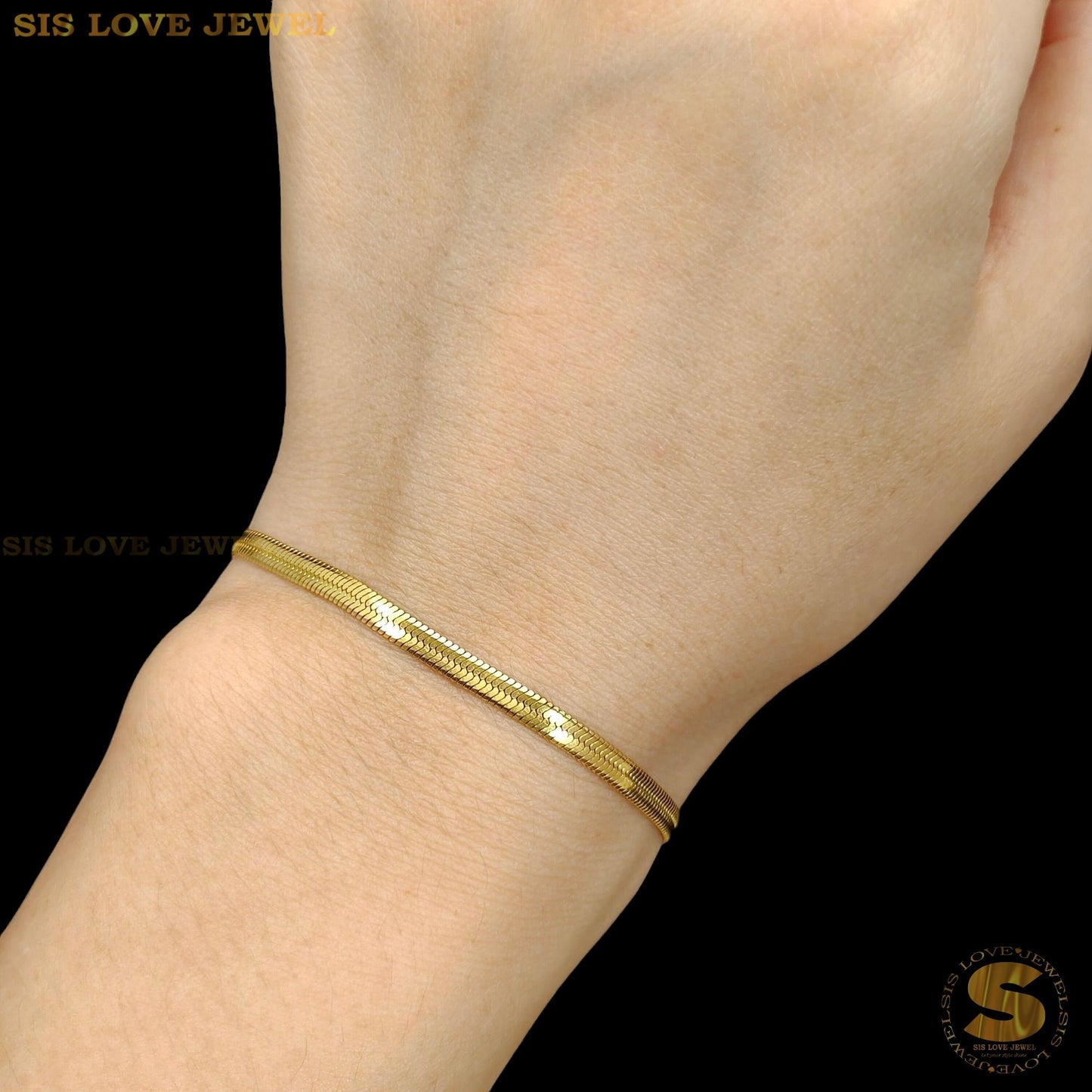 Snake Chain Simple Gold Bracelet B005 Gold
