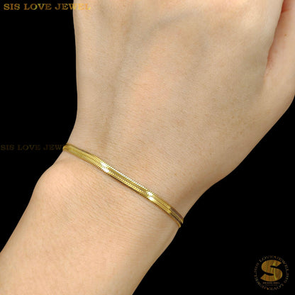 Snake Chain Simple Gold Bracelet B005 Gold