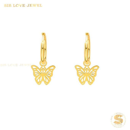 Butterfly Dangle Hoop Earrings S044