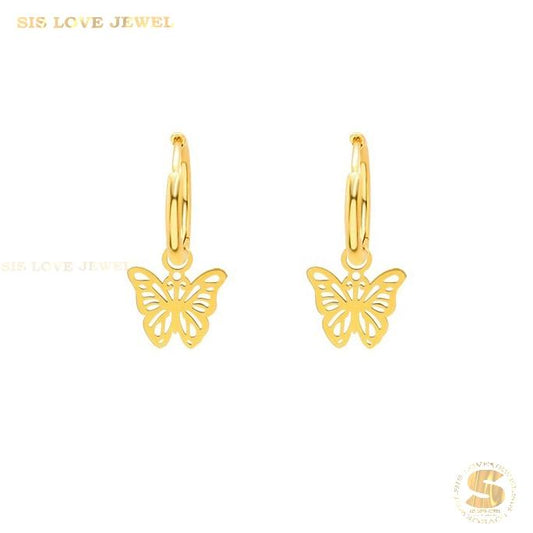Butterfly Dangle Hoop Earrings S044