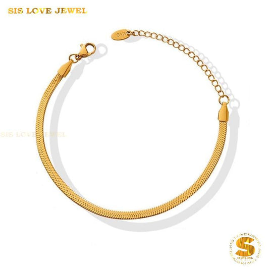 Snake Chain Simple Gold Bracelet B005 Gold