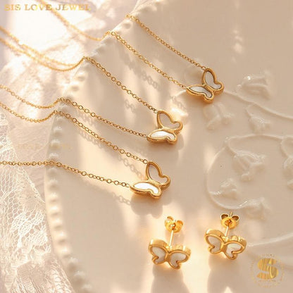 Elegant Gold Plated Butterfly Jewelry Set