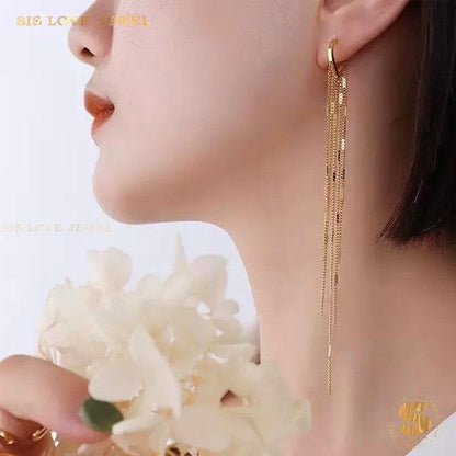 Heart Tassel Chain Drop Earrings S058