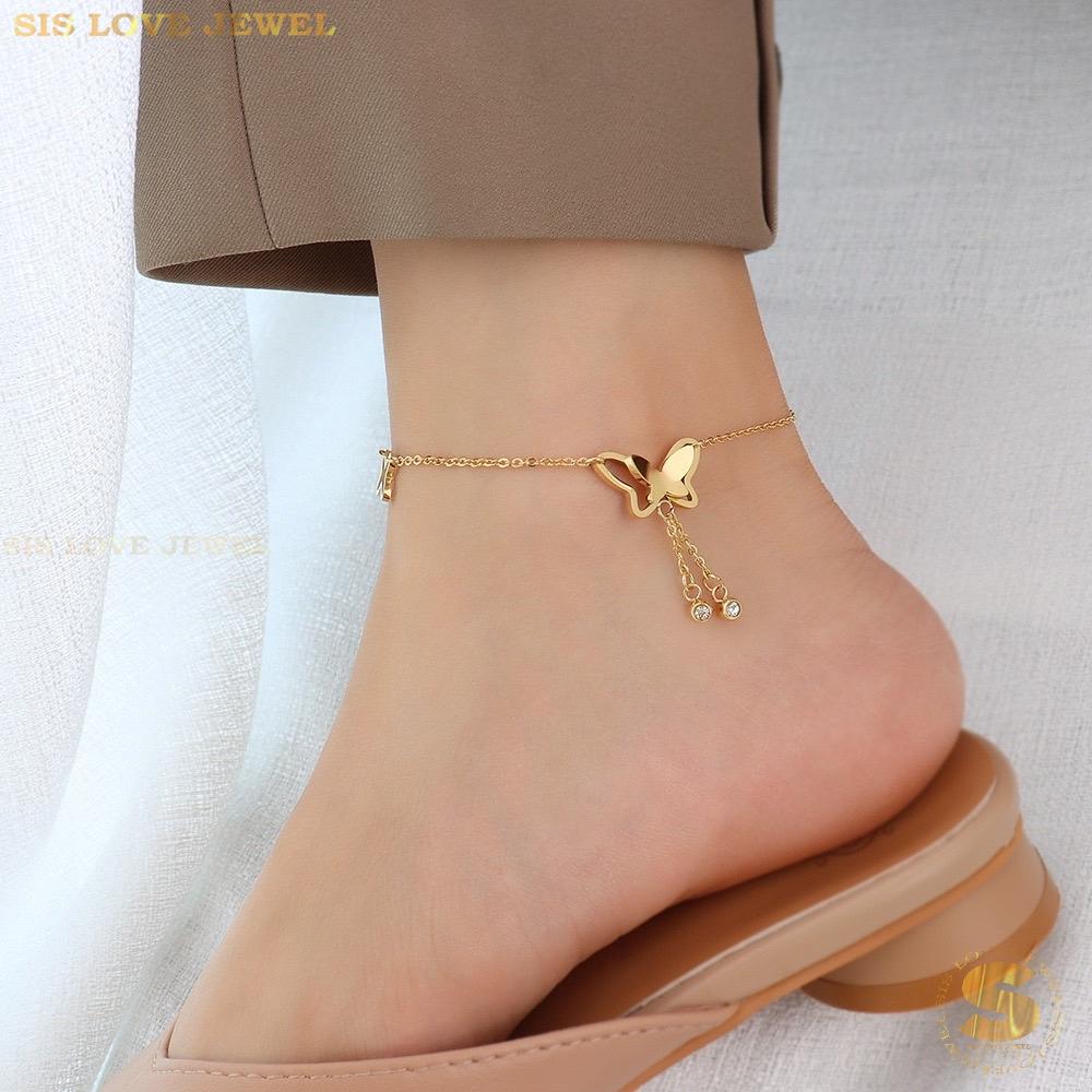 Triple Butterfly Charm Gold Plated Anklet A024