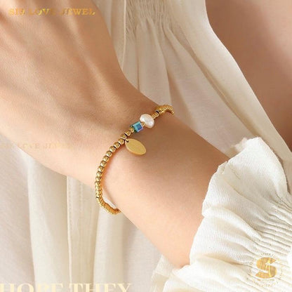 Boba Bead Pearl Crystal Bracelet B067