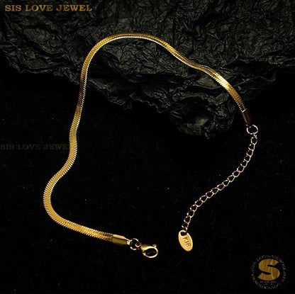 Flat Snake Chain Gold Plated Bracelet A005